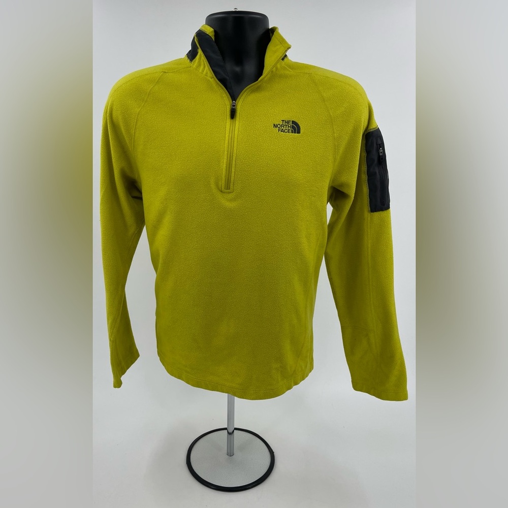 The North Face Mens 1/4 Zip Fleece Yellow Green Flash Dry Size M (Tagged L) A3ZX